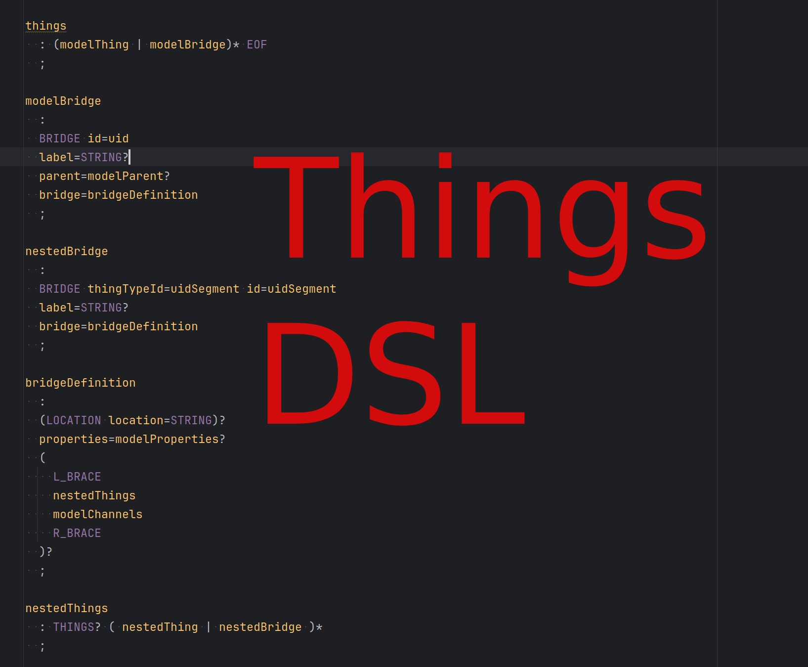 ANTLR4 Things file syntax parser
